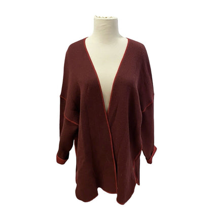 LeComte Merano Wool Blend Maroon Red Open Cardigan Size Small Vintage