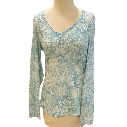 Size Small ExOfficio Dri-release Tunic Blue Floral Long Sleeve Top Shirt