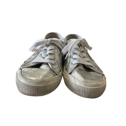 Superga Silver Metallic Shoes Womens Size 5.5 Low Top Sneakers Street Machine