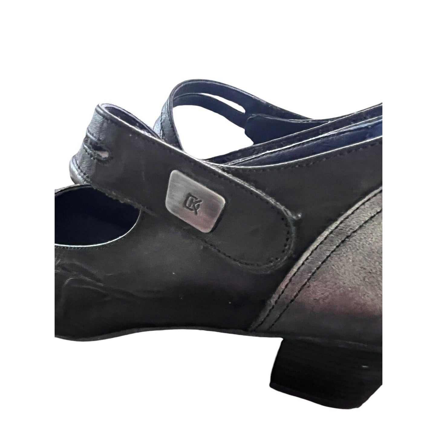 Size 8 (38) Women’s DorKinG Mary Jane’s Metallic Pewter Navy Shoes Heels