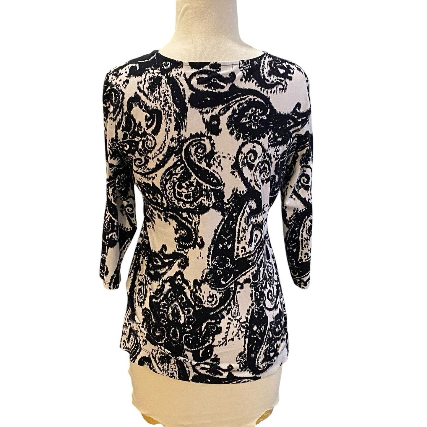 Size Small Lauren Ralph Lauren Black White Paisley Tunic Shirt Blouse