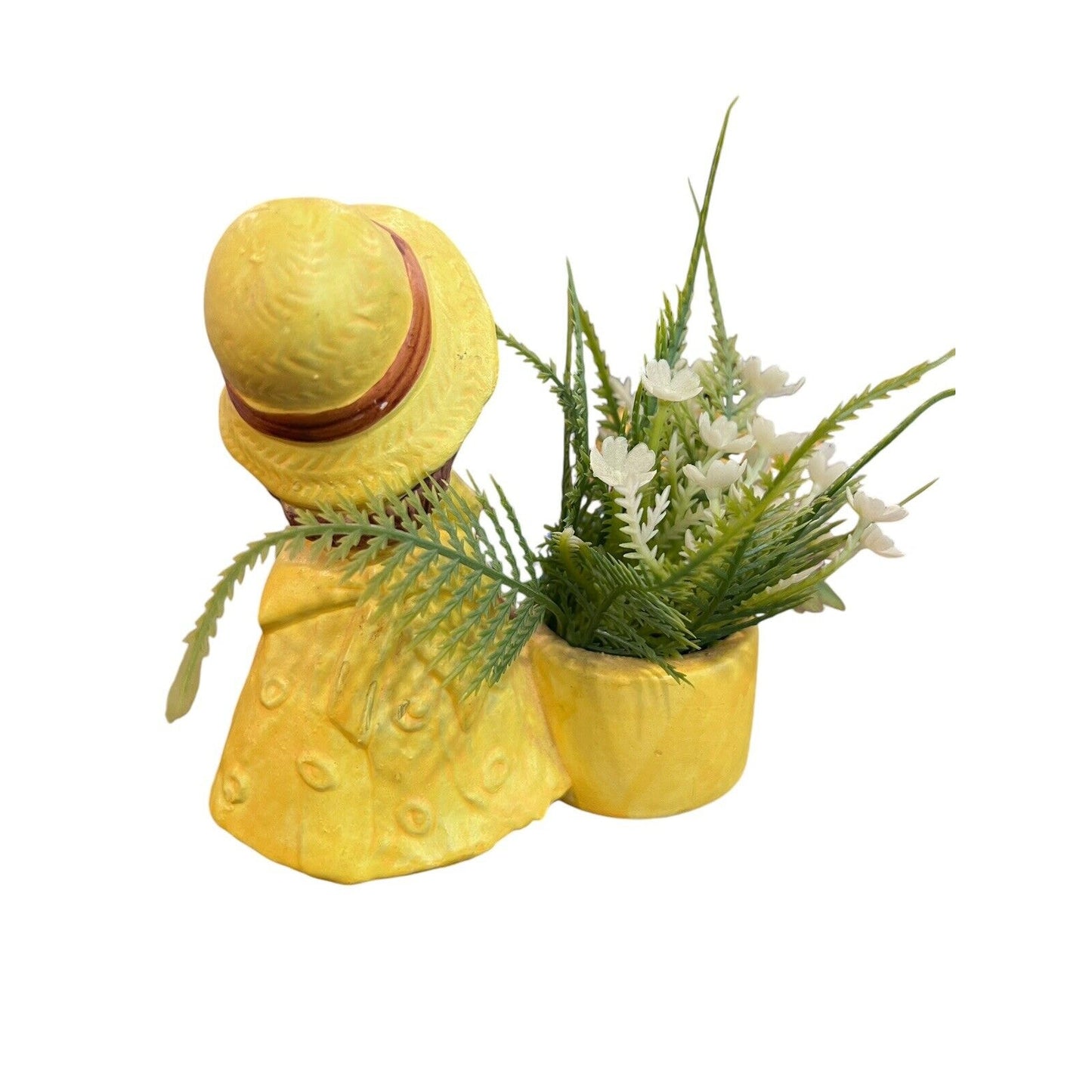 Vintage De Bec Japan Happiness Is You Small Planter Candle Holder Yellow