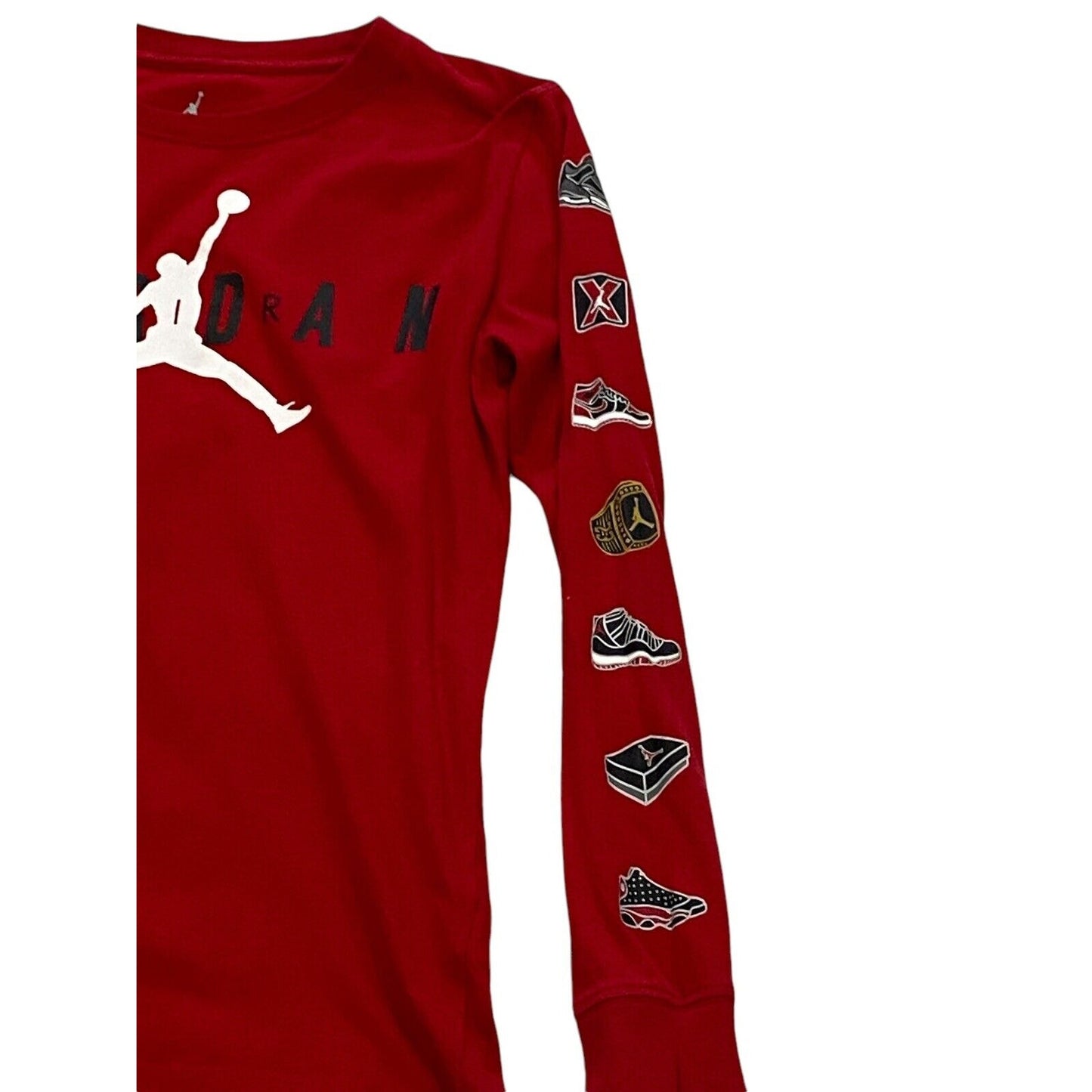 10-12 Year Youth Nike Air Jordan Long Sleeve Shirt Graphic Sleeves Red