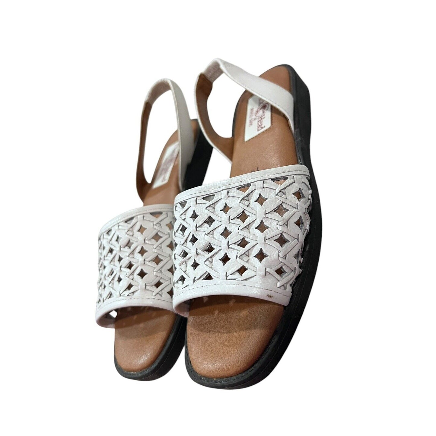 Duck Head Women's White Leather Open Weave Slingbacks 7N Resort Wear