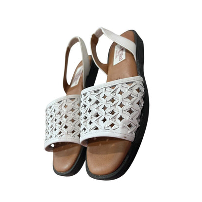 Duck Head Women's White Leather Open Weave Slingbacks 7N Resort Wear