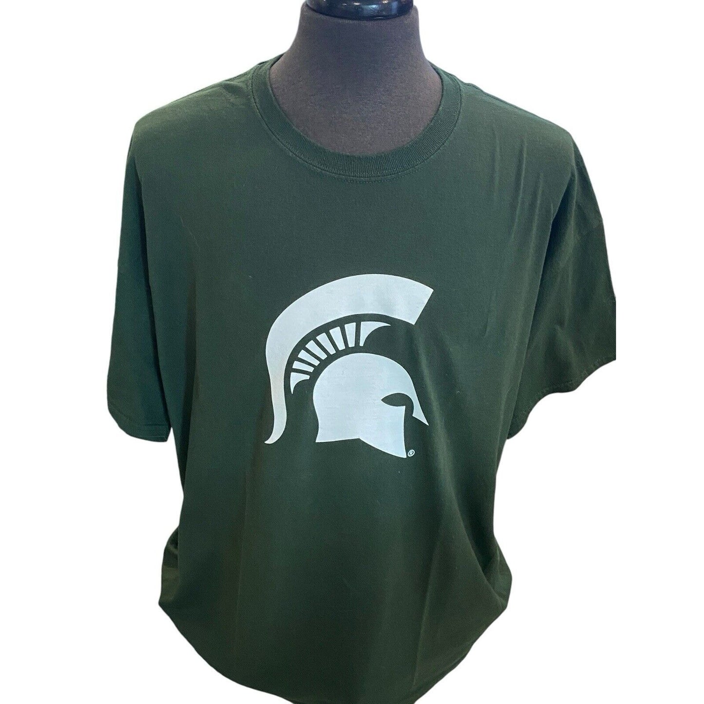 Size 2XL Gildan Michigan State Spartans T Shirt Short Sleeve Green White Tee