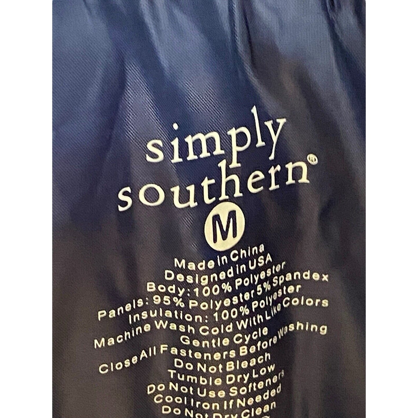 Size Medium Simply Southern Women’s Azure Navy Blue Puffer Vest Classic Preppy