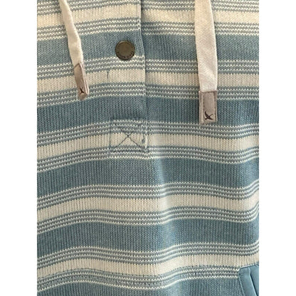 Size Small Eddie Bauer Hoodie Women Shirt Blue White Striped Pullover Pocket