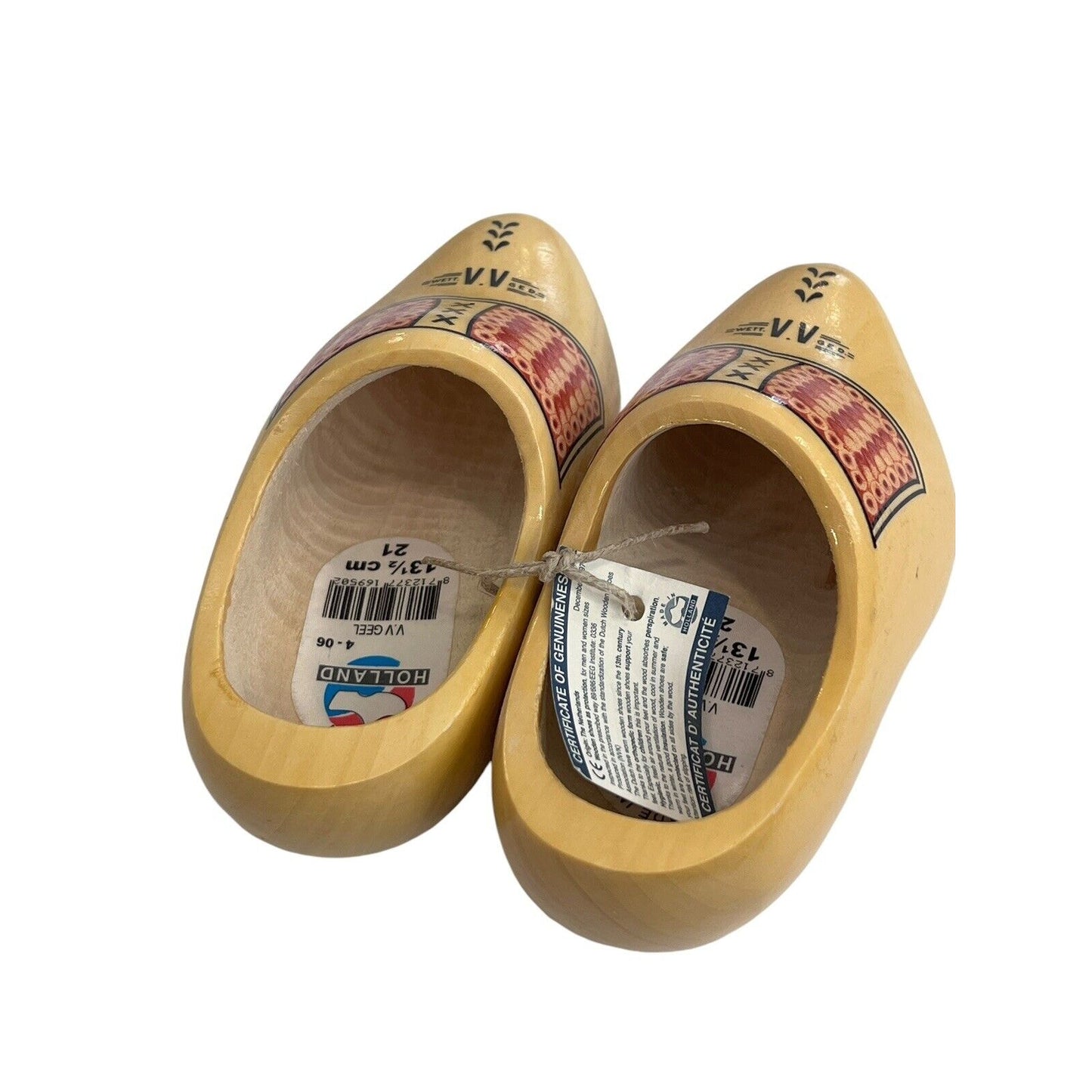 New Decorative Dutch Wooden Clogs Holland VV Geel 13 1/2 CM 21 Hand Painted Set