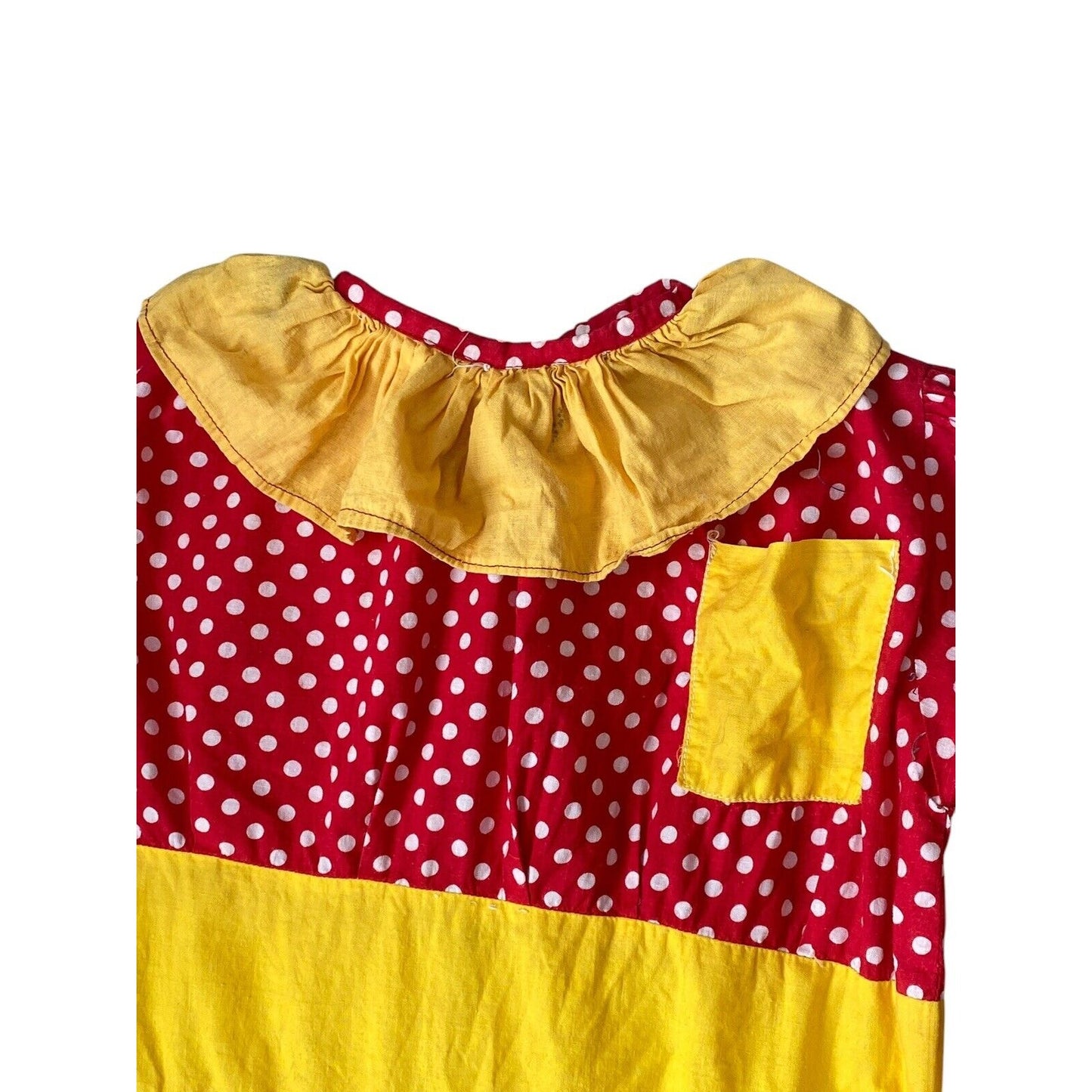Vintage Homemade Handmade Kids Clown Costume Polka Dots Red Yellow