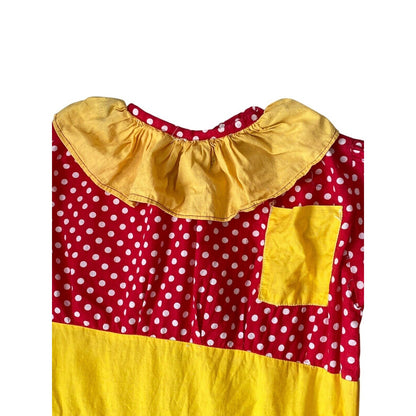 Vintage Homemade Handmade Kids Clown Costume Polka Dots Red Yellow