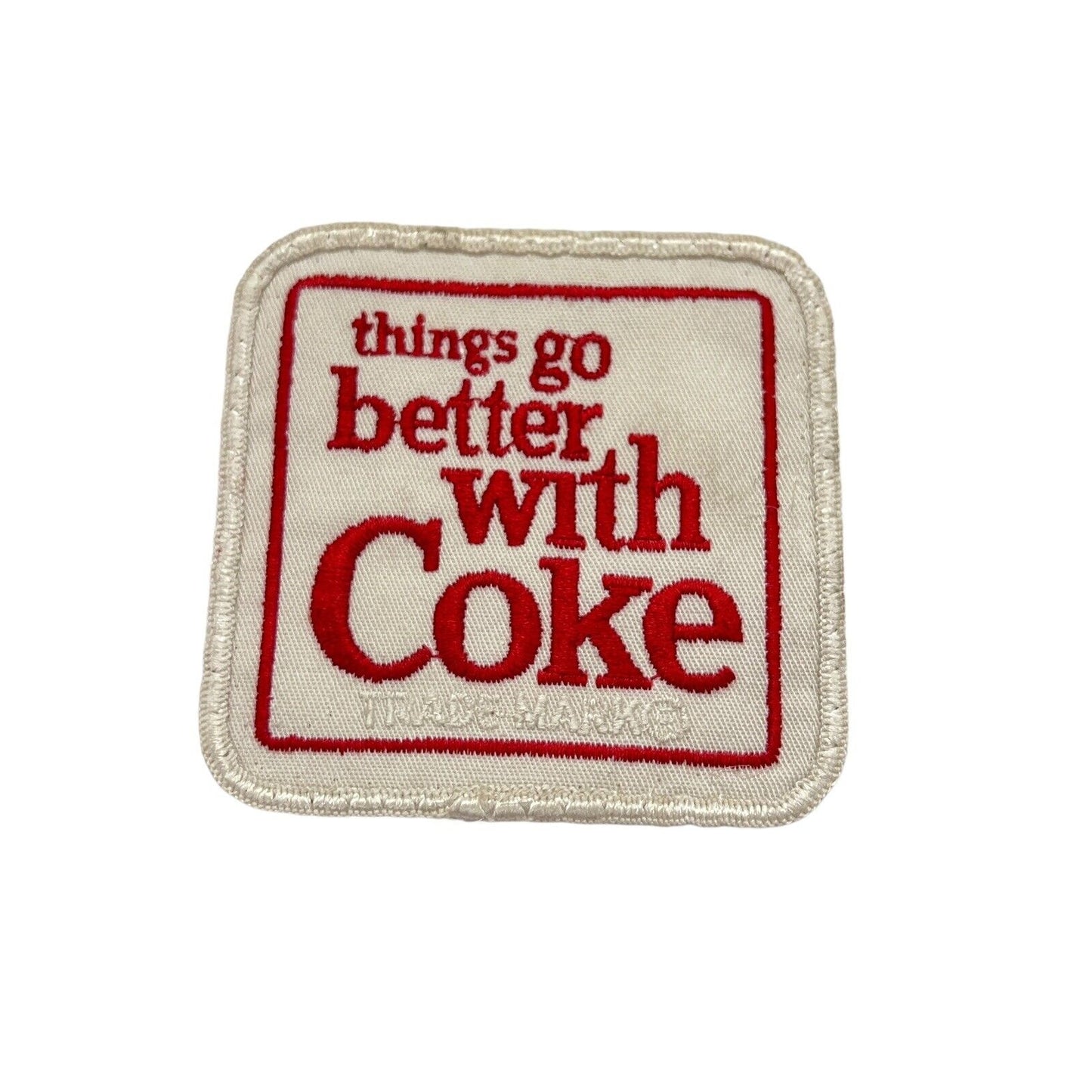 Vintage Coca Cola Patch "Things go better with Coke" 3 Inch Square Embroidered