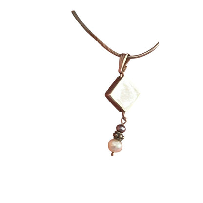 925 Sterling Silver CZ Pendant Necklace Dangle Earrings Set Faux Pearl