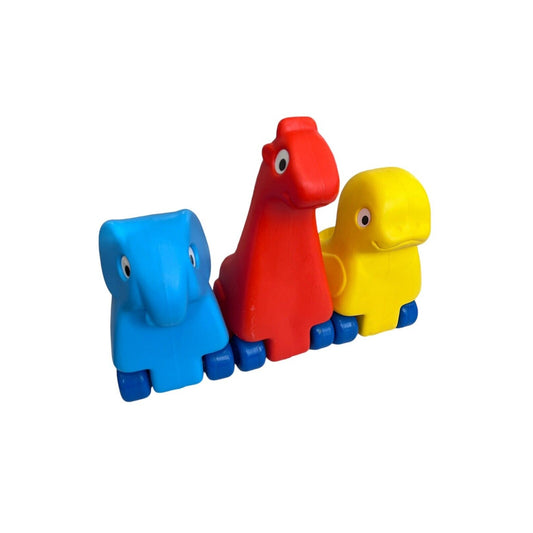 Vintage 1980's Little Tykes WAGON 'N FRIENDS Set Rolling Animal Pals Train 3