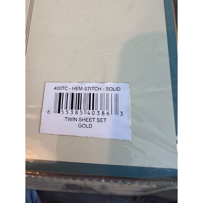 Twin 400 Thread Count Solid Sheet Set Gold Yellow Hem Stitch Collection New