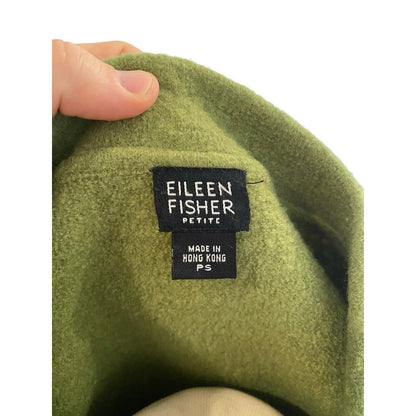 Eileen Fisher Green 109% Wool Button Down Jacket Womens Petite Small PS