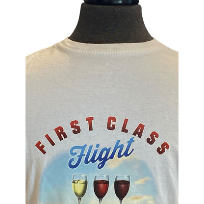 Size Small Tommy Bahama Mens T Shirt White Graphic First Class Flight Wine Top