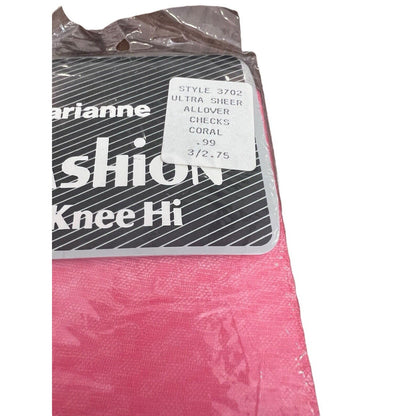 Copied - Marianne Fashion Knee Hi Pantyhose Sheer All Over Checks Coral