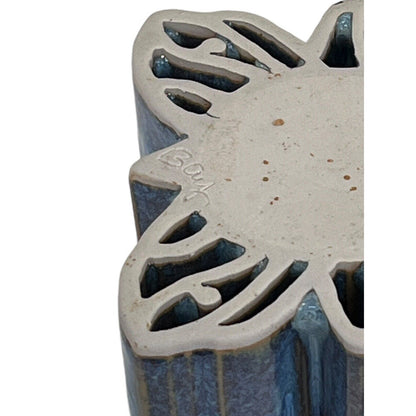 Bay Pottery Votive Butterfly Candle Holder Glazed Blue Purple USA Tea light