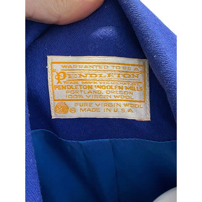Size 18 PENDLETON Virgin Wool Bright Blue Blazer Jacket Women’s Vintage