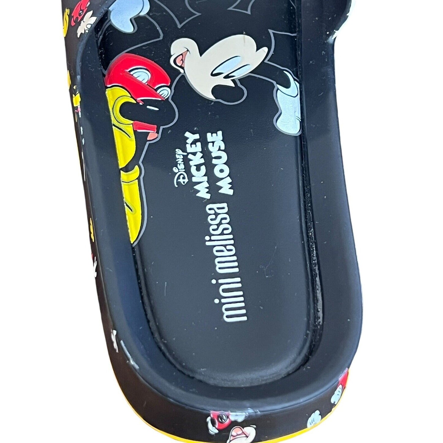 MINI MELISSA Unisex Black Slides Mickey Mouse Sandals Size 2 Youth Disney Beach