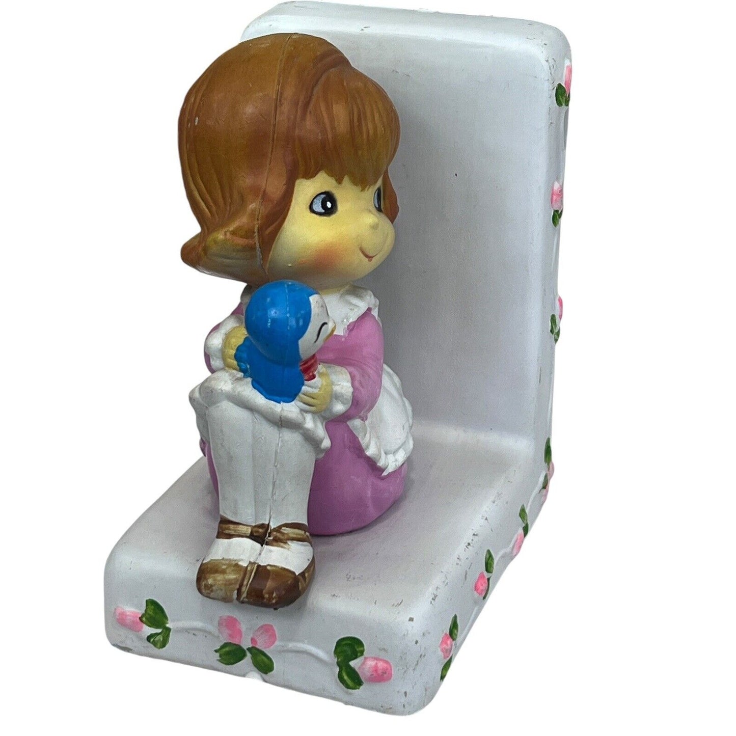 Vtg Kitsch 1970 Girl Bird Plastic Book End Hong Kong ONE SIDE ONLY