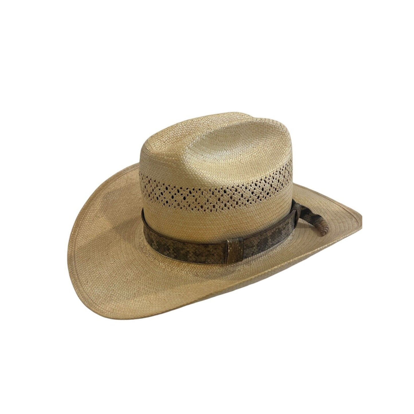 Stetson Rattlesnake Straw Cowboy Rattle Included Hat Size 6 7/8 - 55 6X