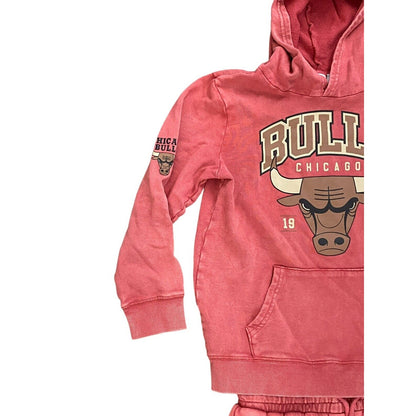 Size 8 Youth Chicago Bulls Hoodie Sweatpants Set Distressed Red NBA Sweatsuit