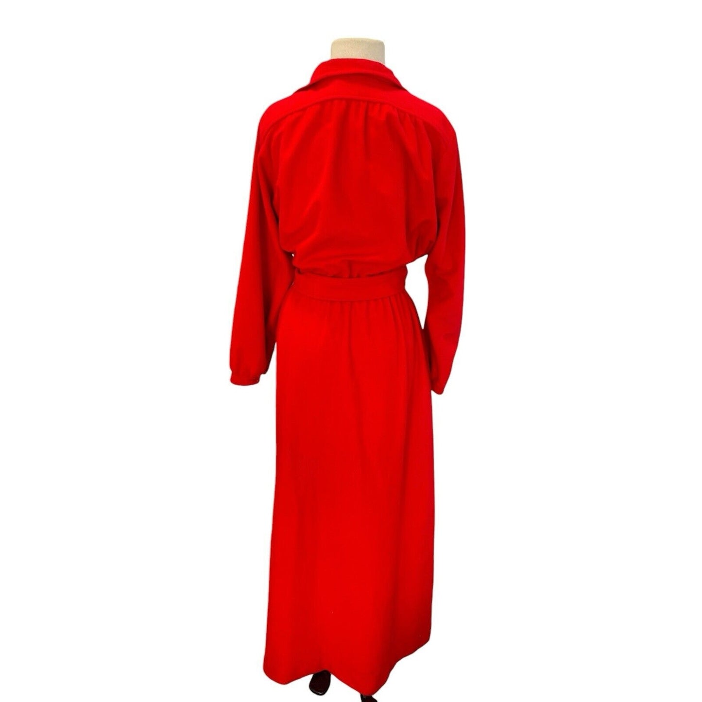 Vintage Bloomingdales Red Trench Style Robe Belt One Size Collared Shirt Style