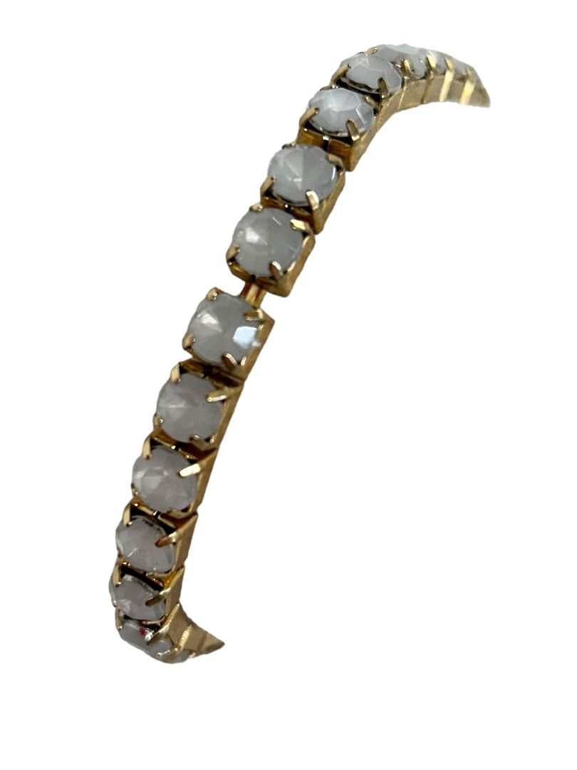 Goldtone and Opalescent Tennis Style Stretch Bracelet Stretchy