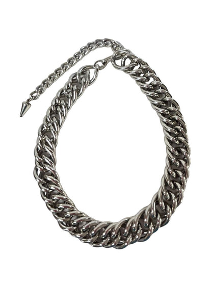 Silvertone Chunky Curb Chain 13-16" Necklace Lightweight Hook Closure