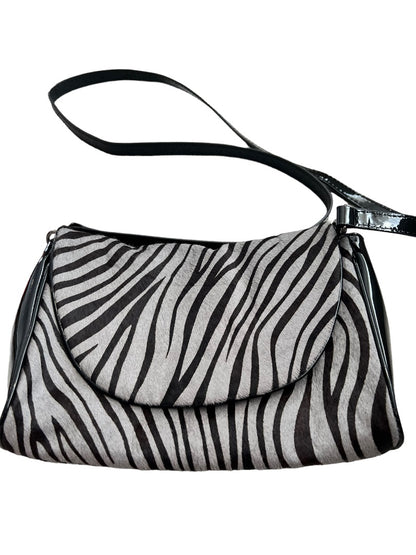 Zebra Pony Hair Clutch Patent Leather Shoulder bag Handbag Johnston & Murphy