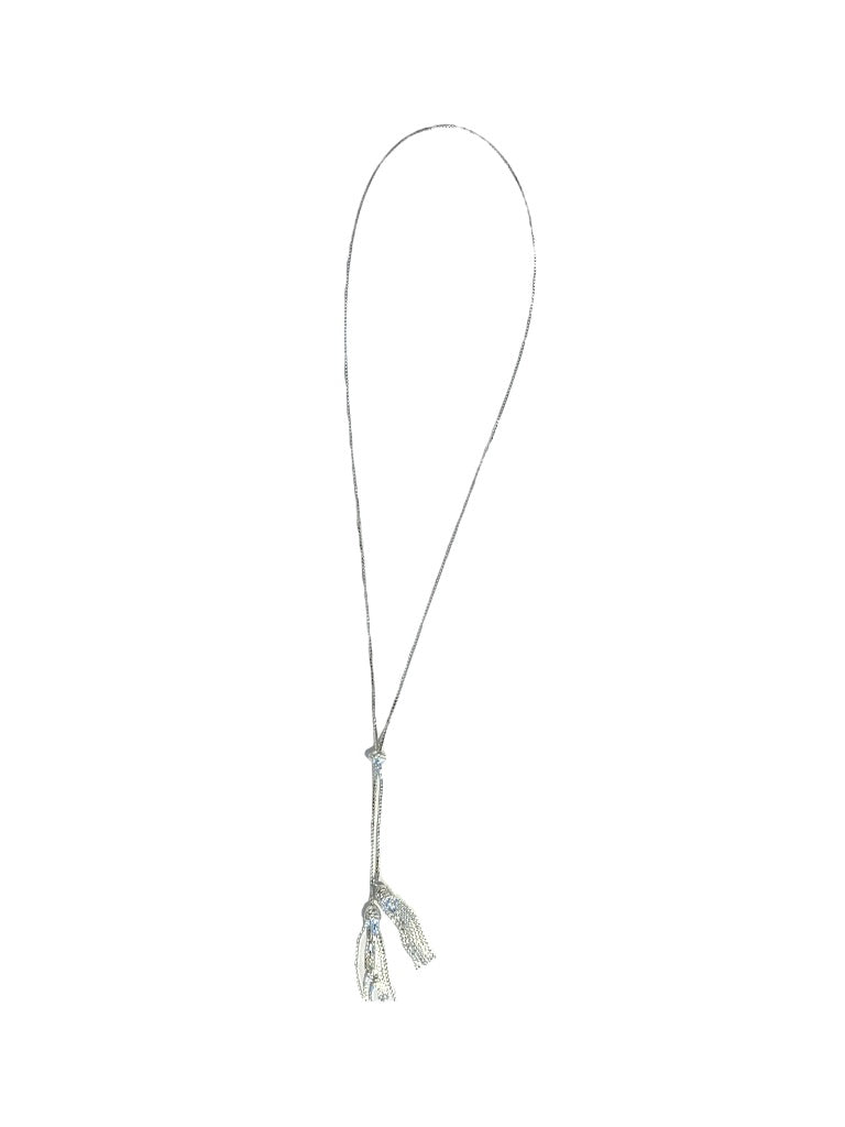 Sterling Silver Tassled Lariat Necklace Atasay Kuyumculuk Box Chain Adjustable Made in Turkey