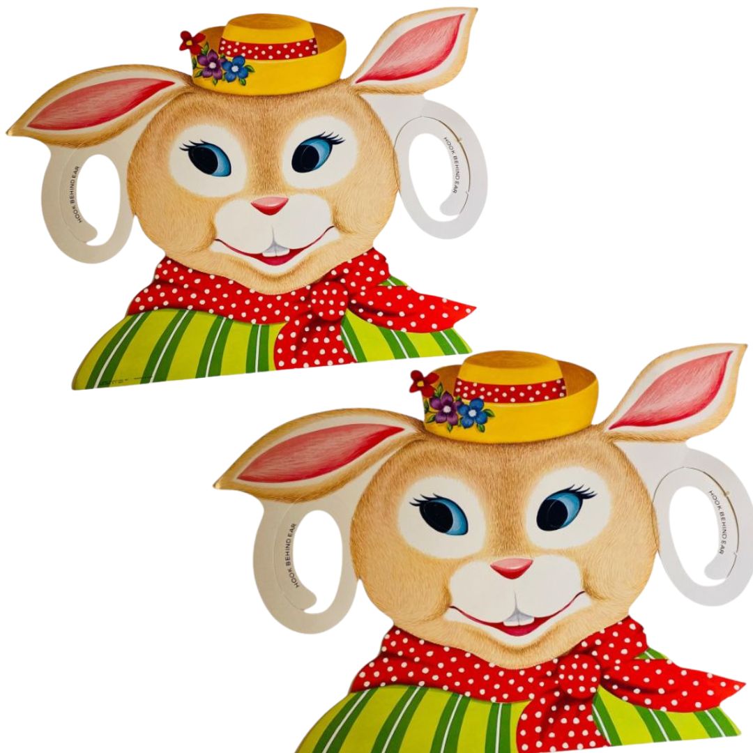 Vintage Easter Paper Masks Bunny Rabbit Menu Promotions USA Set of 2
