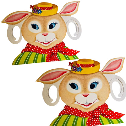 Vintage Easter Paper Masks Bunny Rabbit Menu Promotions USA Set of 2