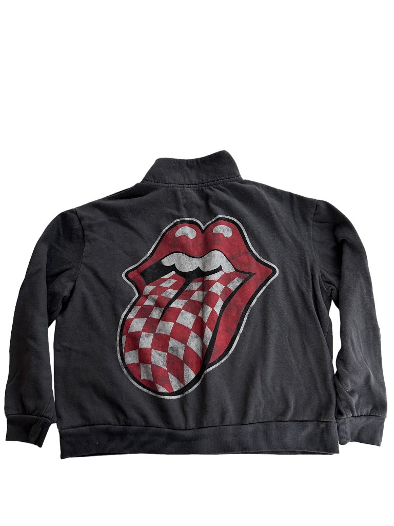 Medium Rolling Stones Womens Dark Gray Pullover Sweatshirt Crop