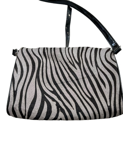 Zebra Pony Hair Clutch Patent Leather Shoulder bag Handbag Johnston & Murphy