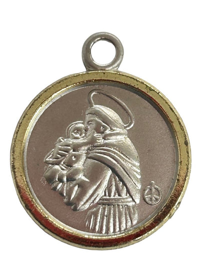 Vintage Silvertone Charm Medal St Anthony Patron Saint of Lost Things .75"