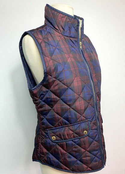 Medium TELLURIDE CLOTHING CO Quilted Navy & Burgundy Plaid Zip Up Vest