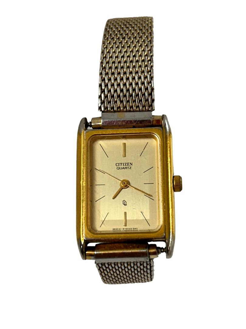 Citizen Women's Rectangular Face Watch Wristwatch Goldtone Working 36-5441