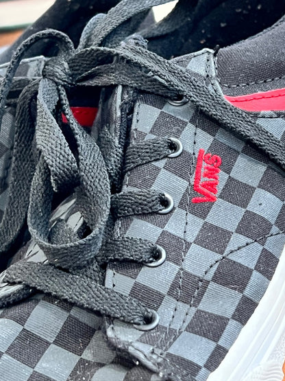 6 Youth Vans Black Gray Check Red Skate Shoes Sneakers