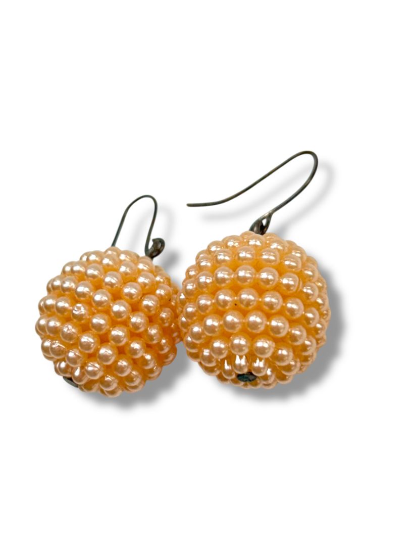 3 Pair Pierced Earrings Goldtone Pink Faux Pearl Costume Jewelry