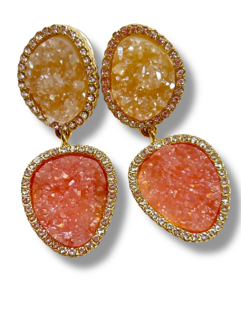 3 Pair Pierced Earrings Goldtone Pink Faux Pearl Costume Jewelry