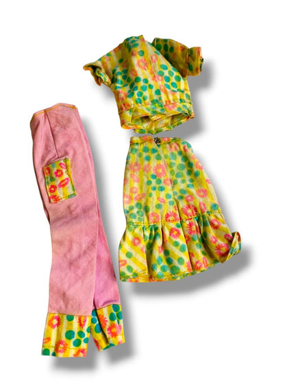 1966 Barbie Francie Color Magic #4041 Top Skirt Pants Mattel