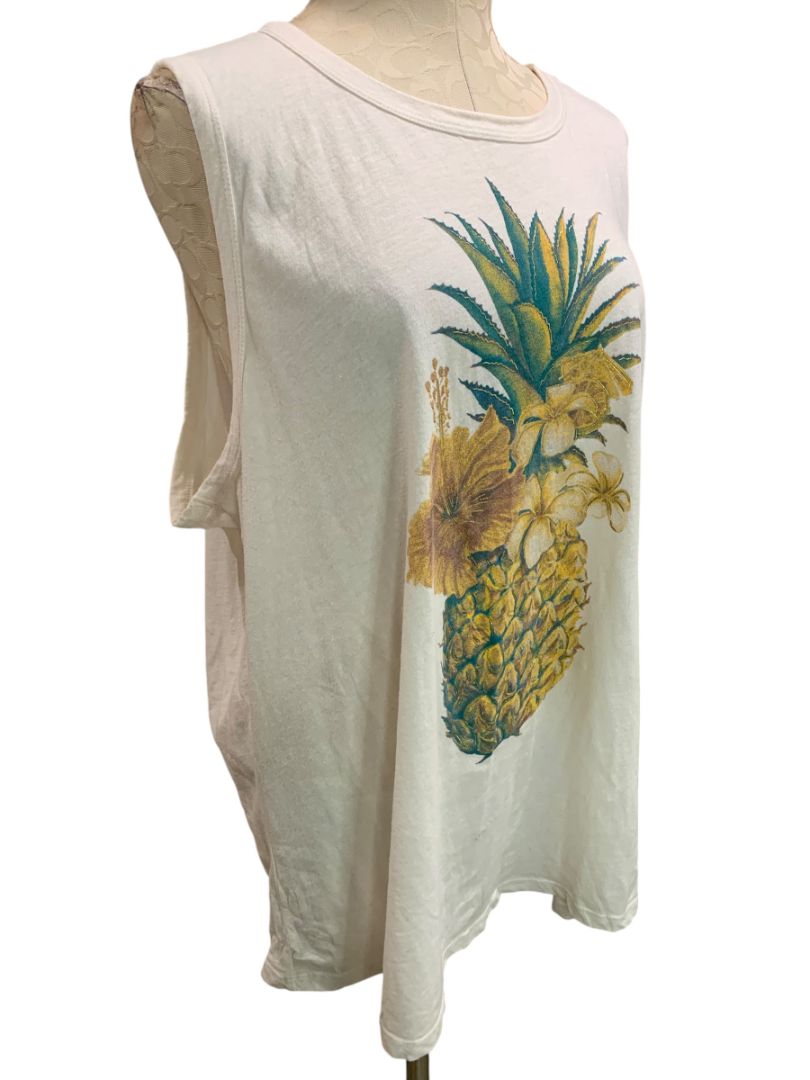 Size 2X Lucky Brand Womens Pineapple Graphic Tank Top Tshirt