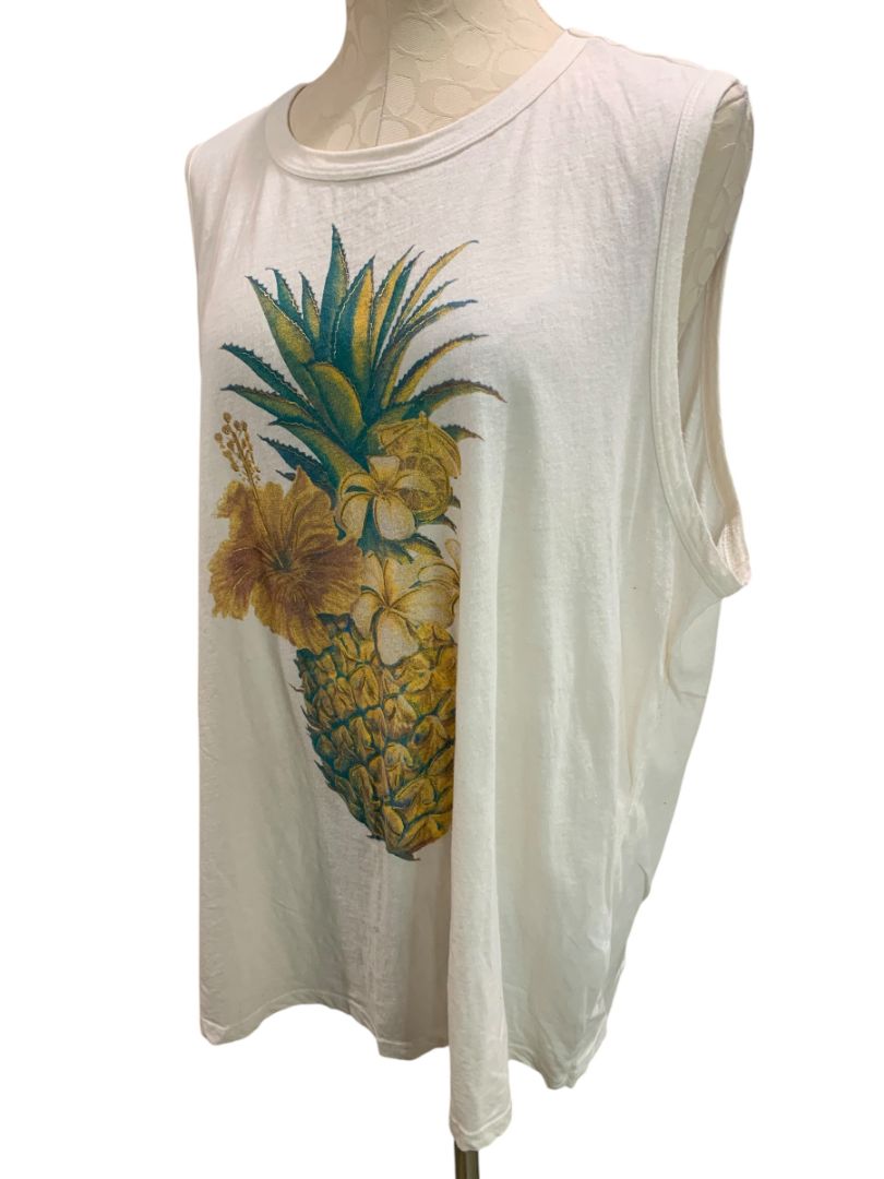 Size 2X Lucky Brand Womens Pineapple Graphic Tank Top Tshirt