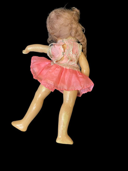 Vintage Composition Gril Doll Sleep Wake Eyes Articulated 13" Brown Hair