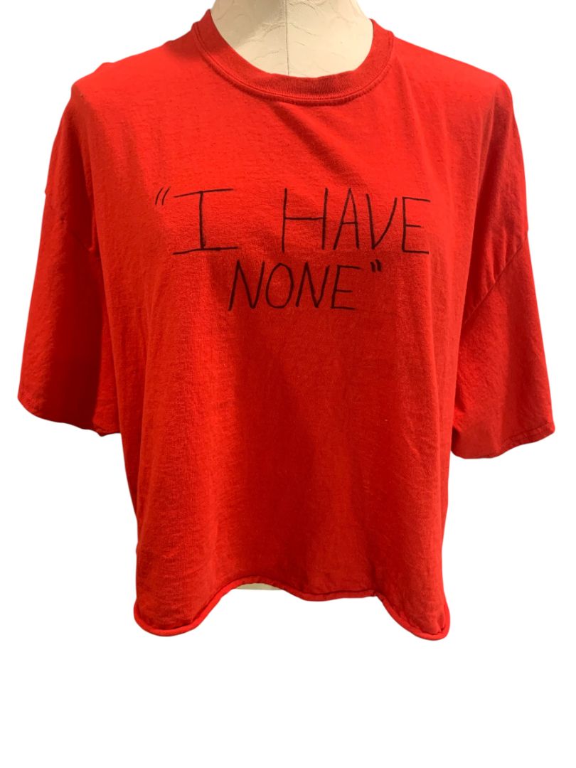 Size 2X "I Have None" Red Womens Crop Tshirt Short Sleeve Gildan