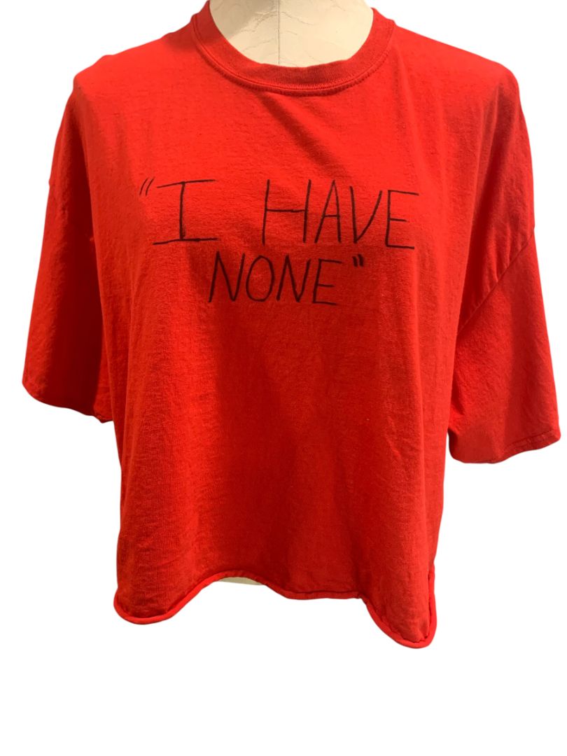Size 2X "I Have None" Red Womens Crop Tshirt Short Sleeve Gildan