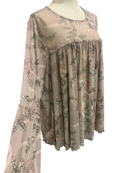 Size 3X Torrid Womens Stretch Mesh Floral Blouse Shirt Boho Peasant